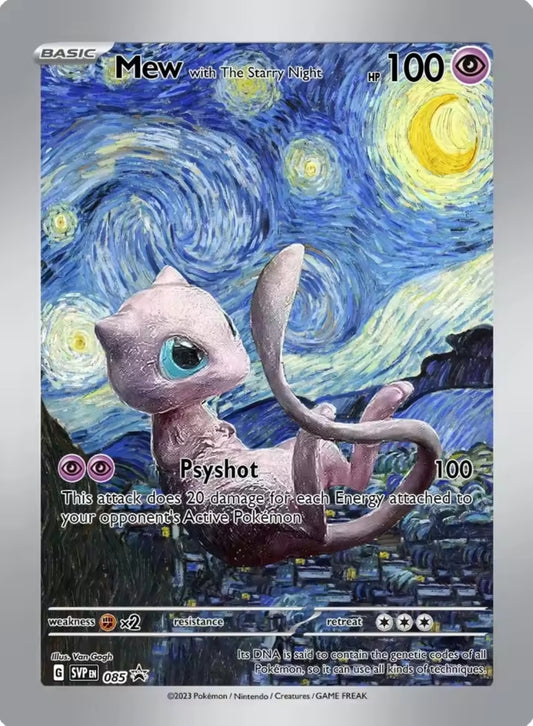 Mew The Starry Night Pokémon x Van Gogh Black Star Promo Card Custom Made