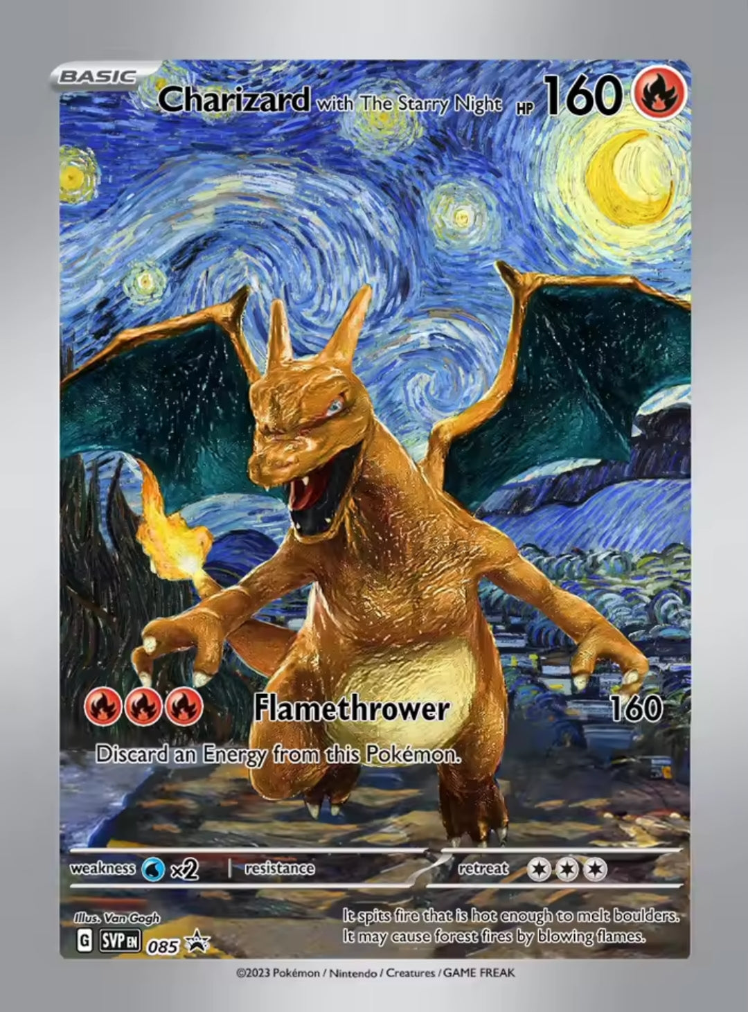 Charizard The Starry Night Pokémon x Van Gogh Black Star Promo Card Custom Made