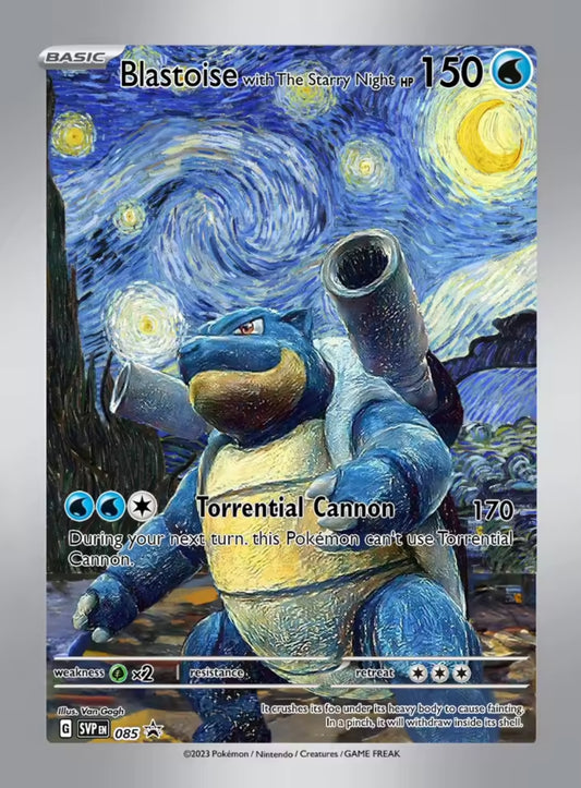 Blastoise The Starry Night Pokémon x Van Gogh Black Star Promo Card Custom Made