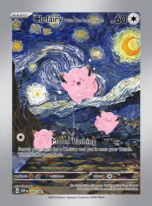 Clafairy The Starry Night Pokémon x Van Gogh Black Star Promo Card Custom Made