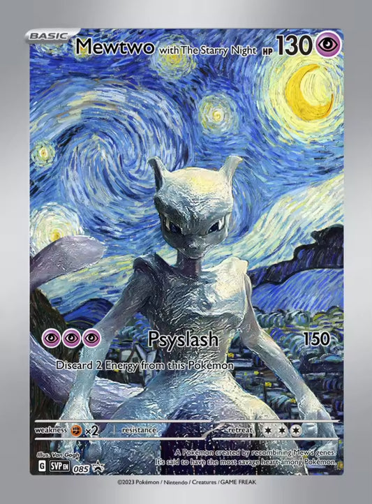 Mewtwo The Starry Night Pokémon x Van Gogh Black Star Promo Card Custom Made