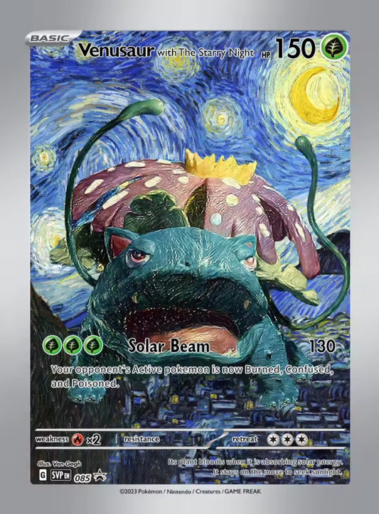 Venusaur The Starry Night Pokémon x Van Gogh Black Star Promo Card Custom Made