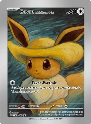 Eevee with Straw Hat Pokémon x Van Gogh Black Star Promo Card Custom Made