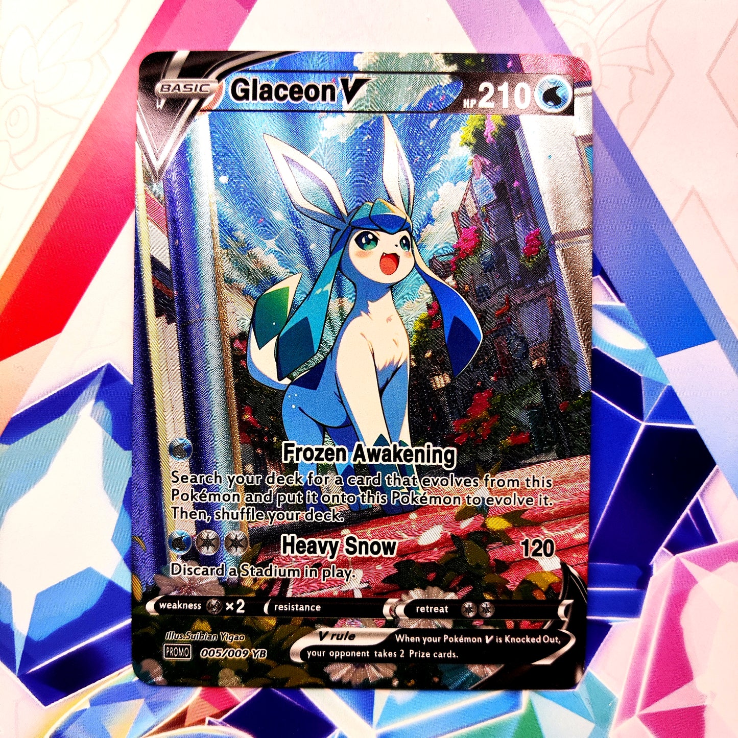 Glaceon V – Crystal Garden Collection (Custom Shiny Holo Full Art)