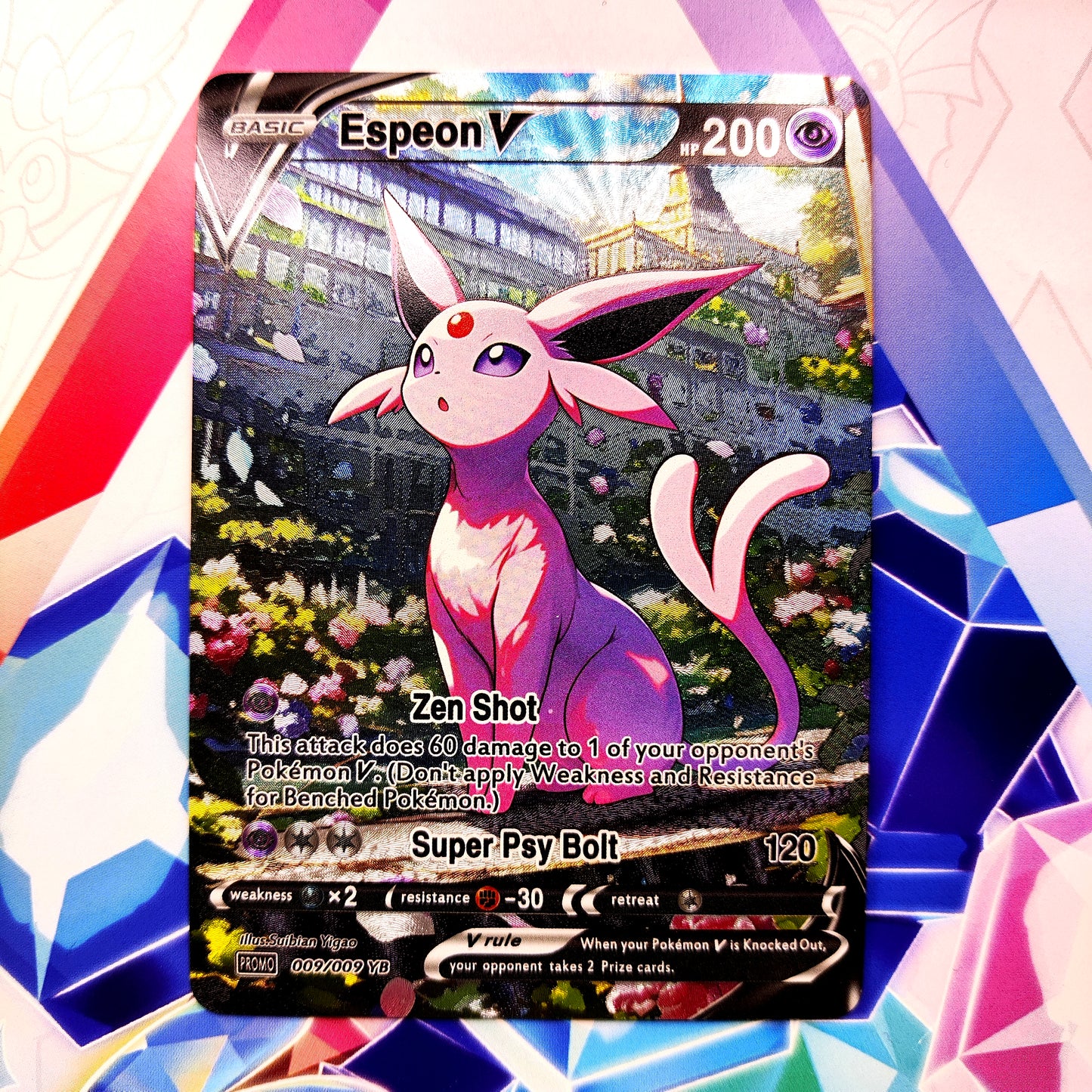 Espeon V – Crystal Garden Collection (Custom Shiny Holo Full Art)